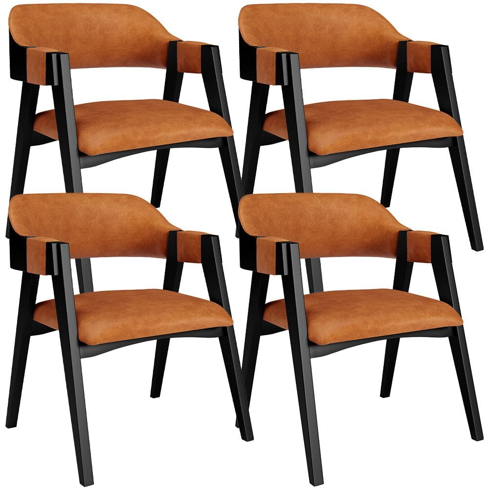 Kit 4 Cadeiras Sala de Jantar Estar Living Estofada Suran L02 Preto Couríssimo Canela - Lyam Decor