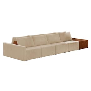 Sofá Ilha 4 Lugares Living 432cm Modulado Lary Veludo K01 Cor Bege