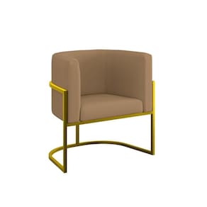 Poltrona Moderna Confortável Com Base De Metal Gold Balaqui Capuccino