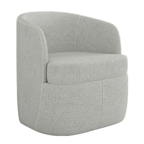 Poltrona Bel Decorativa Sala De Estar Design Moderno Base Giratória Linho Cinza G33 - Gran Belo