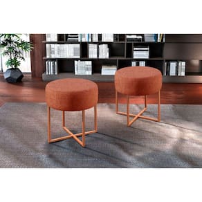 Conjunto 2 Puff Otávio Linho Castellar Móbile Terracota