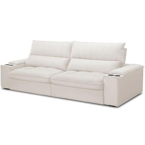 Sofá Retrátil Reclinável Para Sala De Estar Living 280cm Nápoles F04 Bouclê Cru - Lyam Decor