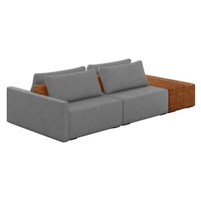 Sofá Ilha 2 Lugares Living 252cm Modulado Lary Linho K01 Cor Grafite