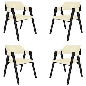 Kit 4 Cadeiras Sala De Jantar E Jogos Carteados Madeira Maciça Poker Pu Offwhite-preto G42 - Gran Belo