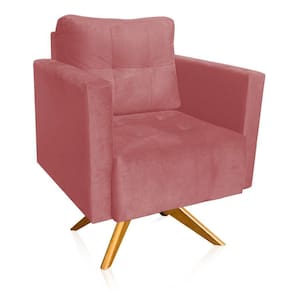 Poltrona Giratória Livia Suede Rosê Base De Madeira Ma30 - D`rossi