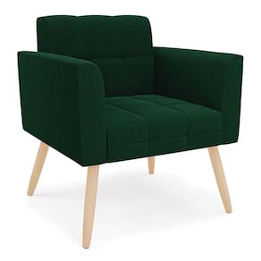 Poltrona Sala De Estar Pé Palito Natural Elisa Bouclê Verde D03 - D`rossi