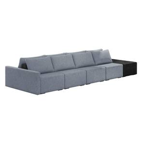 Sofá Ilha 4 Lugares Living 432cm Modulado Lary Linho Azul Pu Pto K01 - D`rossi