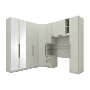Quarto Casal Modulado Seletto 6 Peças (1 Armário Aéreo + 4 Guarda Roupas + 1 Complemento) Qcm70 Areia - Henn