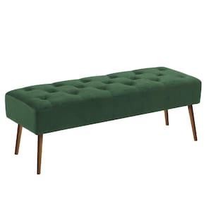 Banco Estofado Rubi 1,40m Veludo Verde - Clique Decorações
