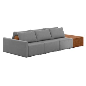 Sofá Ilha 3 Lugares Living 312cm Modulado Lary Linho Grafite K01 - D`rossi