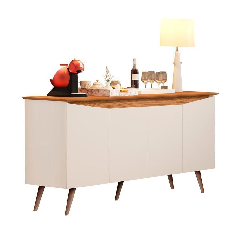 Buffet Aparador  4 Portas Retrô offwhite-nature - Branco