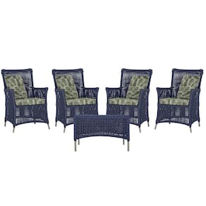 4 Poltronas E 1 Mesa Igapó Alumínio Fendi Corda Náutica E5 Azul