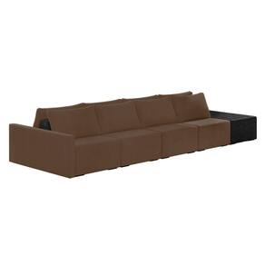 Sofá Ilha 4 Lugares Living 512cm Modulado Lary Veludo Marrom Pu Pto K01 - D`rossi
