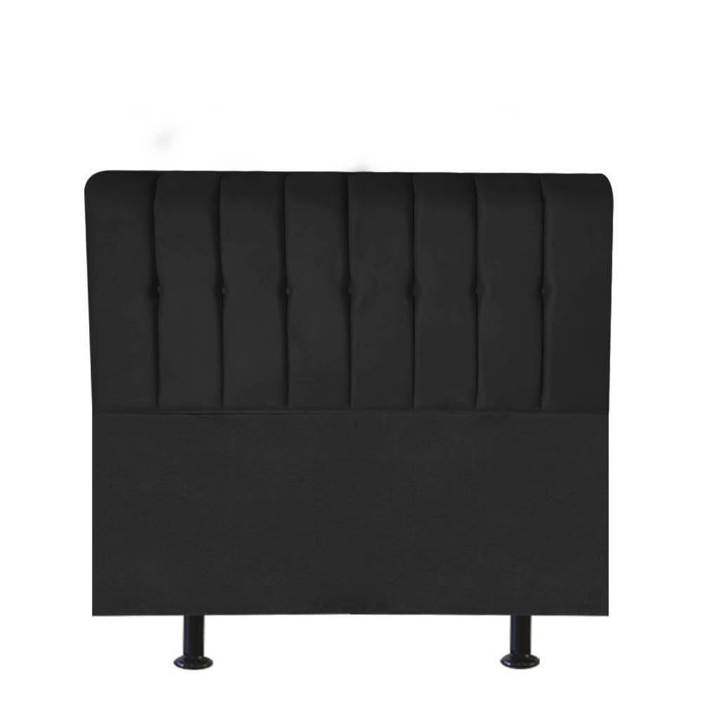 Cabeceira Estofada Kiara 90cm Solteiro Box Quarto Corino Preto - Gat Magazine
