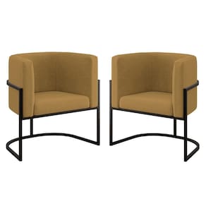 Kit 02 Poltronas Lua Sala Decorativa Base De Ferro Black Capuccino