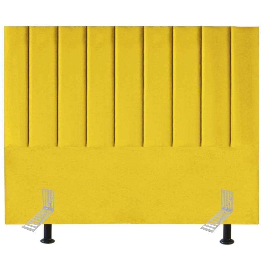 Cabeceira Estofada Cama Box King 195 Cm Esther Suede E Frame amarelo
