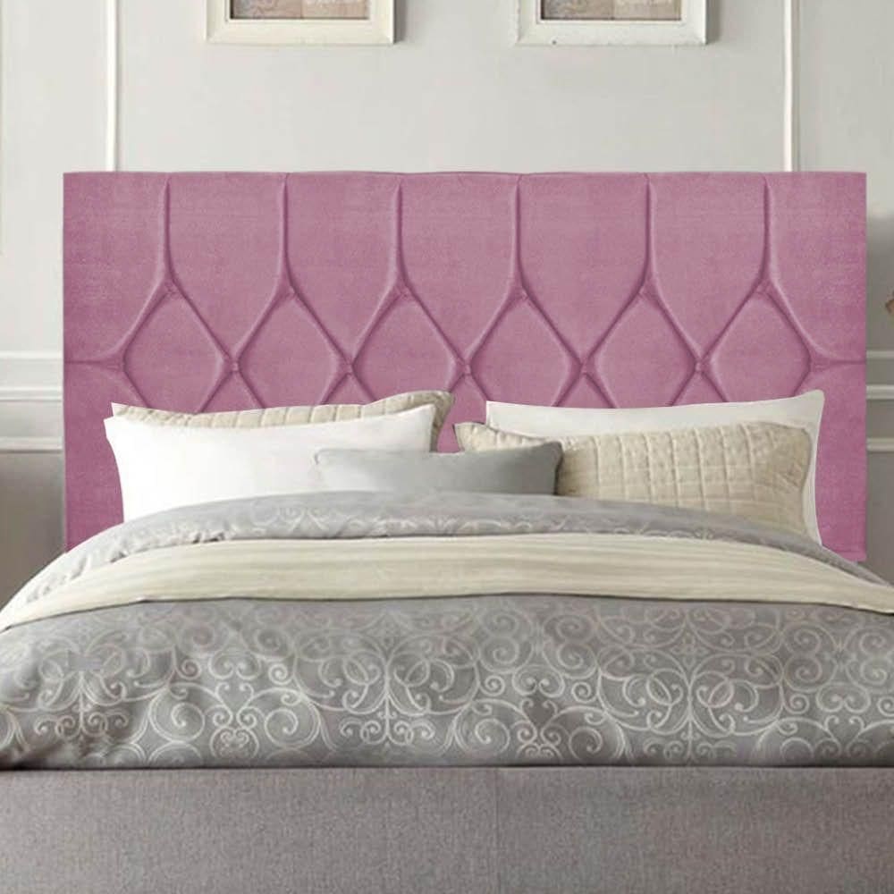 Cabeceira Estofada Istambul Capitonê 195cm King Size Box Quarto Suede Rosa Bebê - Gat Magazine