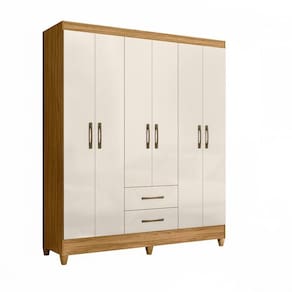 Guarda Roupa Casal 6 Portas E 2 Gavetas Panamá Freijó off White Freijó off White