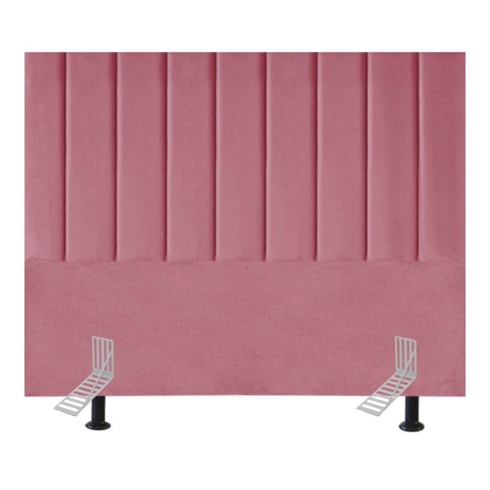 Cabeceira Estofada Cama Box King 195 Cm Eloá Suede E Frame rosa