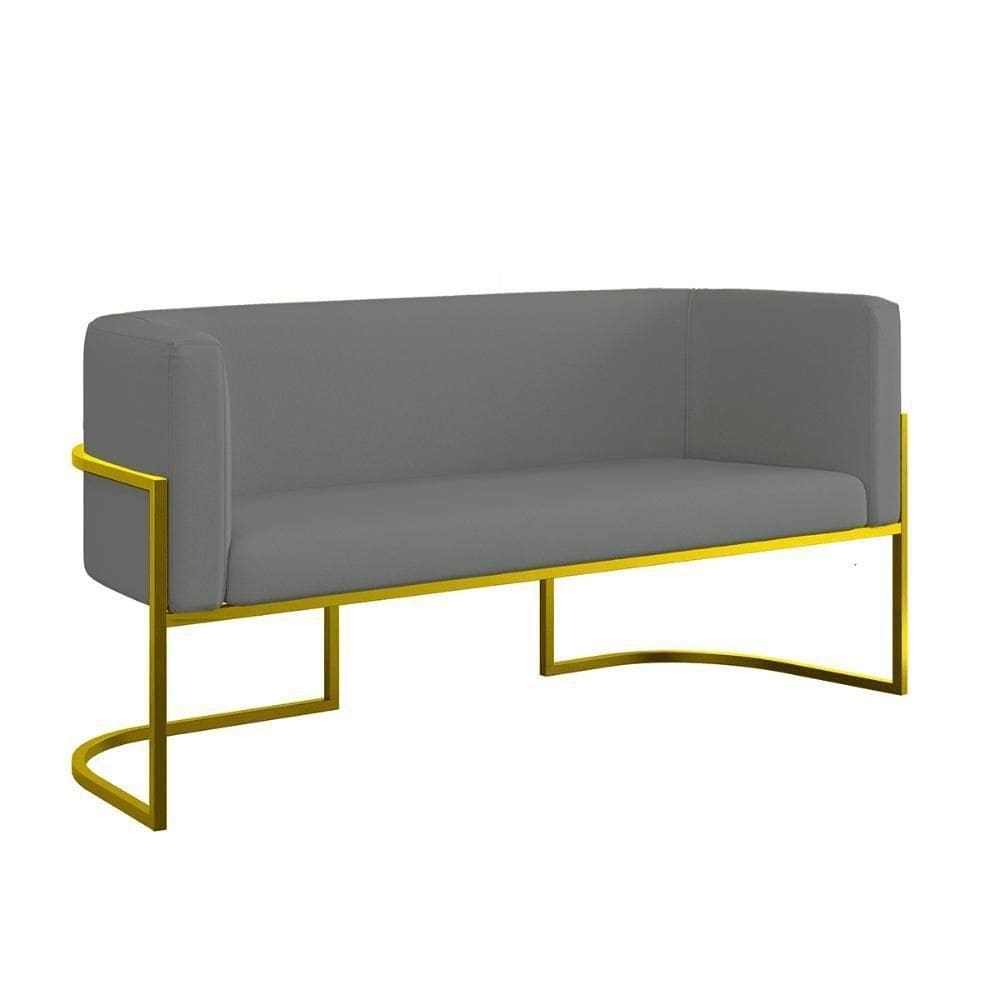 Sofá 2 Lugares Veludo Moderno Base Metal Gold Balaqui Cinza