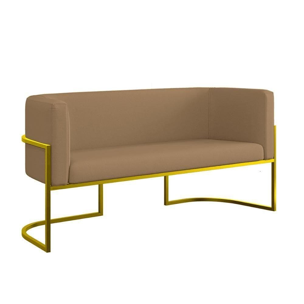 Sofá 2 Lugares Veludo Moderno Base Metal Gold Balaqui Capuccino