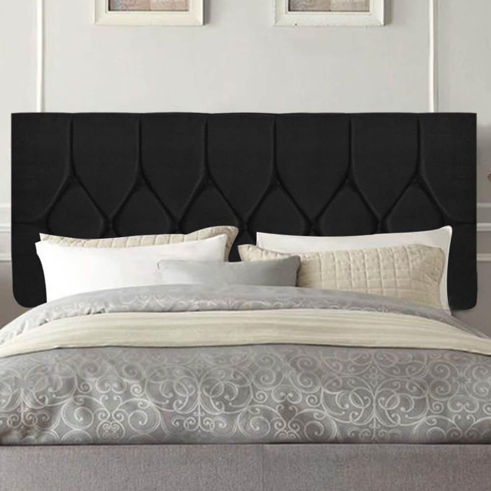 Painel Estofada Istambul Botão Capitonê 100cm Solteiro Para Cama Box Quarto Corino Preto - Gat Magazine