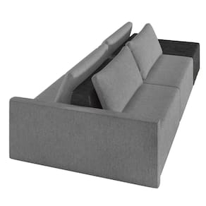 Sofá Ilha 2 Lugares Living 232cm Modulado Lary Linho Pu Pto K01 Cor Grafite