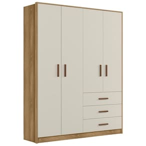 Roupeiro Infantil 9600 04 Portas 03 Gavetas Nature Off White Plla Nature Off White