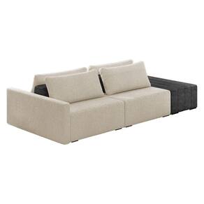 Sofá Ilha 2 Lugares Living 252cm Modulado Lary Bouclê Pu Pto K01 Cor Bege