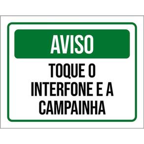 Kit 3 Placas Aviso Toque Interfone Campainha Verde