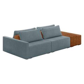 Sofá Ilha 2 Lugares Living 272cm Modulado Lary Bouclê Azul K01 - D`rossi