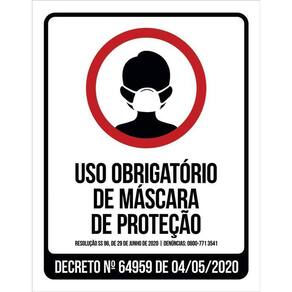 Placa Uso Obrigatório De Máscara De Proteção 36X46