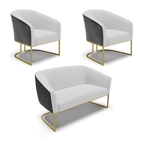 Namoradeira 2 Poltronas Industrial Dourado Stella Pto-linho D03 - D`rossi Cor Cinza