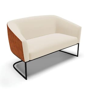 Sofá Namoradeira 2 Lug Industrial Preto Stella Noz-linho Bege D03 - D`rossi