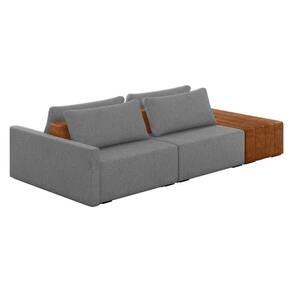 Sofá Ilha 2 Lugares Living 292cm Modulado Lary Linho Grafite K01 - D`rossi