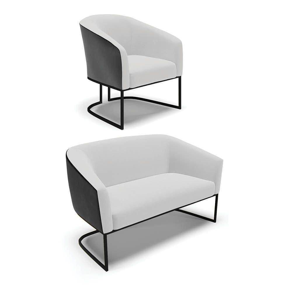 Namoradeira E Poltrona Industrial Preto Stella Pto-linho D03 - D`rossi Cor Cinza