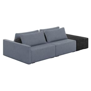 Sofá Ilha 2 Lugares Living 272cm Modulado Lary Linho Azul Pu Pto K01 - D`rossi