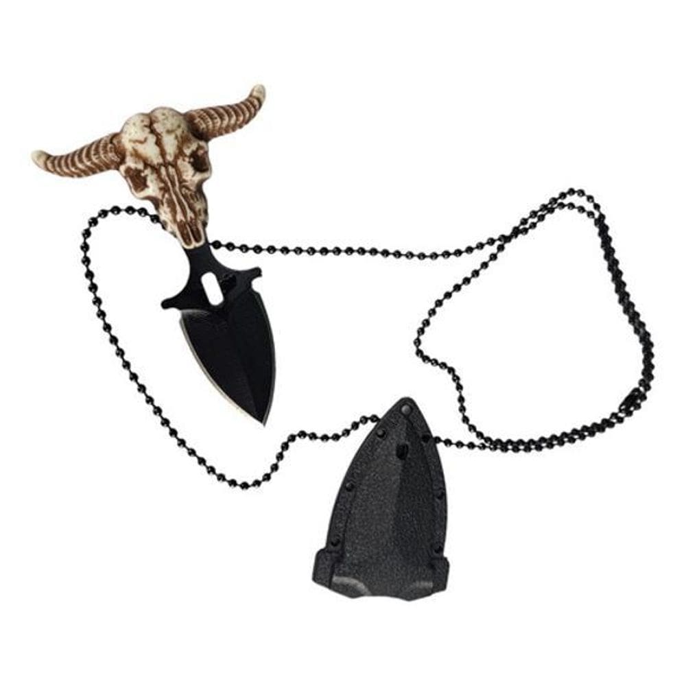 Mini Faca Push T Dagger Cranio Boi Fulltang Lâmina Dupla