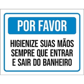 Kit 3 Placas Higiene Mãos Sempre Entrar Sair Banheiro