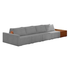 Sofá Ilha 4 Lugares Living 472cm Modulado Lary Bouclê Cinza K01 - D`rossi