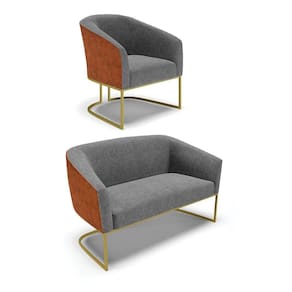 Namoradeira E Poltrona Industrial Dourado Stella Noz-linho D03 - D`rossi Cor Grafite
