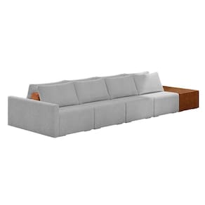 Sofá Ilha 4 Lugares Living 432cm Modulado Lary Bouclê K01 Cor Cinza Claro