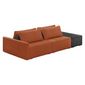 Sofá Ilha 2 Lugares Living 292cm Modulado Lary Bouclê Pu Pto K01 Cor Mostarda