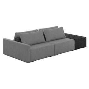 Sofá Ilha 2 Lugares Living 272cm Modulado Lary Linho Grafite Pu Pto K01 - D`rossi