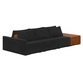 Sofá Ilha 3 Lugares Living 402cm Modulado Lary Veludo K01 Cor Preto
