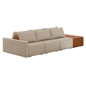 Sofá Ilha 3 Lugares Living 312cm Modulado Lary Linho Bege K01 - D`rossi