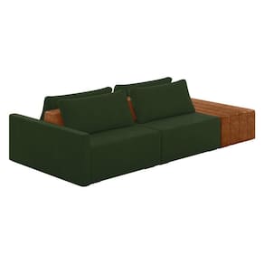 Sofá Ilha 2 Lugares Living 252cm Modulado Lary Veludo K01 Cor Verde