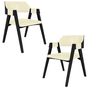 Kit 2 Cadeiras Sala De Jantar E Jogos Carteados Madeira Maciça Poker Pu Offwhite-preto G42 - Gran Belo