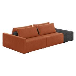 Sofá Ilha 2 Lugares Living 292cm Modulado Lary Bouclê Mostarda Pu Pto K01 - D`rossi
