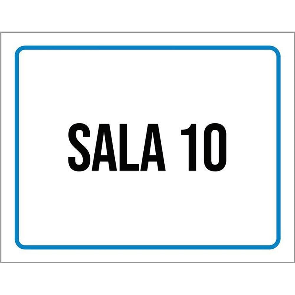 Placa Sinalização Azul Sala 10 36X46